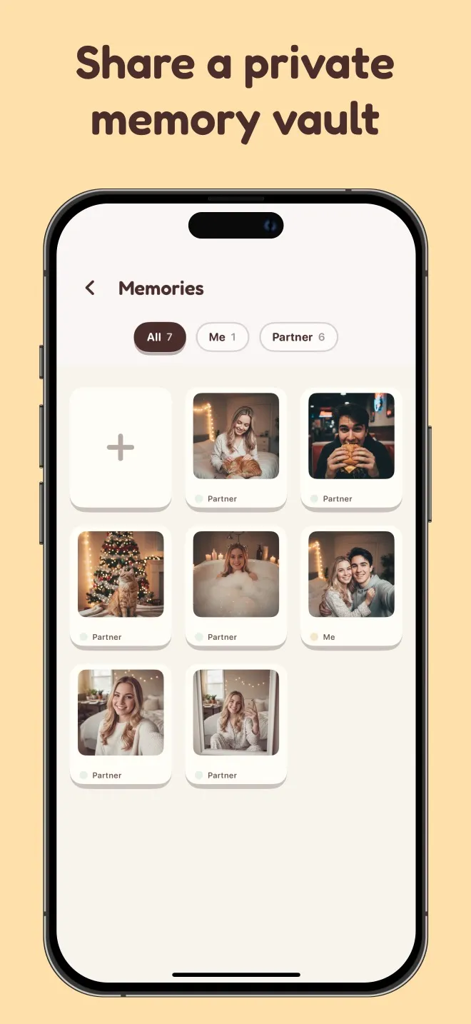 Private memory vault for couples: shared photos and videos behind a passcode